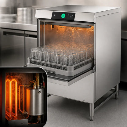 Hobart Warewash - Stationary LXGNR-2 High-Temp Undercounter Glasswasher/Dishwasher, 20 x 20 Rack, Energy Recovery, Smart Touchscreen