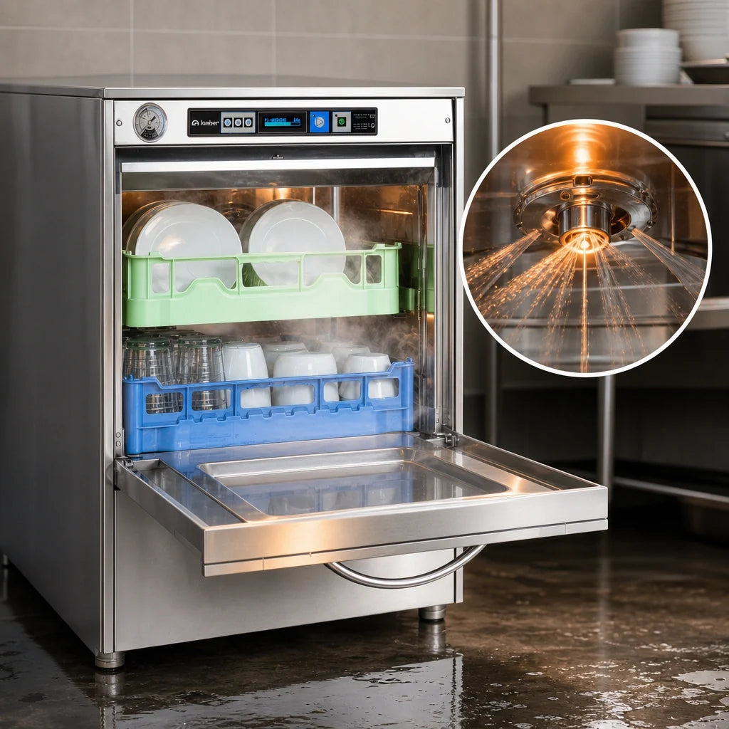 Eurodib Lamber F99DYPS High-Temp Undercounter Dishwasher with Booster, Stainless Steel, 20" x 20" Rack, 30 Racks/Hour