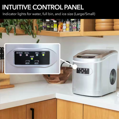 9.5 In. 27 Lbs. Portable Countertop Ice Maker Bullet Ice Machine with 2.2L Reservoir and 1.5 Lb. Bin in Metallic Silver