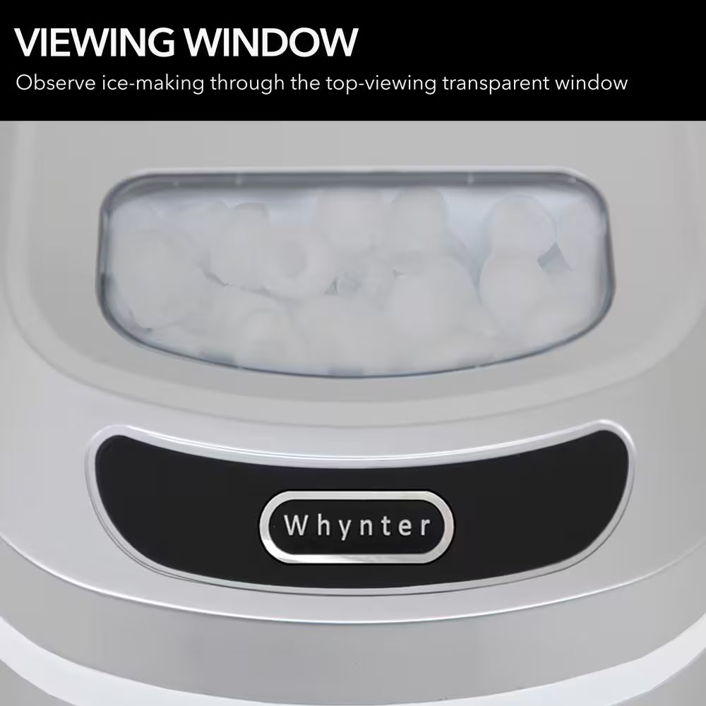 9.5 In. 27 Lbs. Portable Countertop Ice Maker Bullet Ice Machine with 2.2L Reservoir and 1.5 Lb. Bin in Metallic Silver