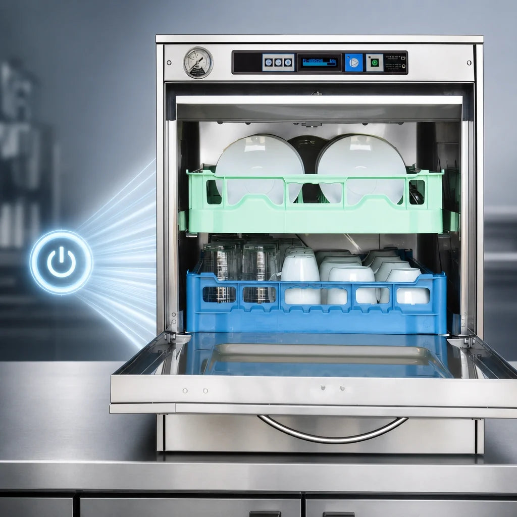 Eurodib Lamber F99DYPS High-Temp Undercounter Dishwasher with Booster, Stainless Steel, 20" x 20" Rack, 30 Racks/Hour