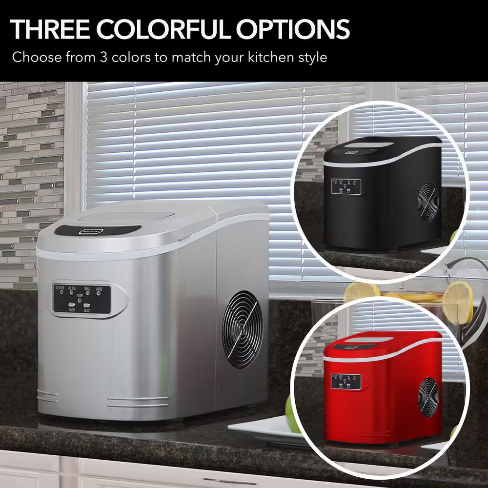 9.5 In. 27 Lbs. Portable Countertop Ice Maker Bullet Ice Machine with 2.2L Reservoir and 1.5 Lb. Bin in Metallic Silver