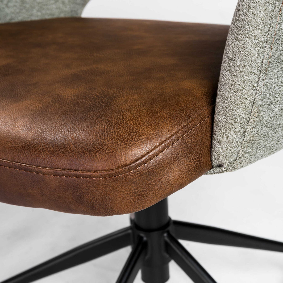 Gray Brown and Black Adjustable Swivel Fabric Rolling Office Chair