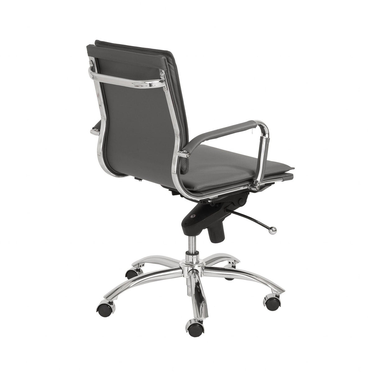 Gray Faux Leather Seat Swivel Adjustable Task Chair Leather Back Steel Frame