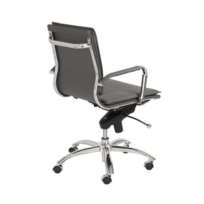 Gray Faux Leather Seat Swivel Adjustable Task Chair Leather Back Steel Frame