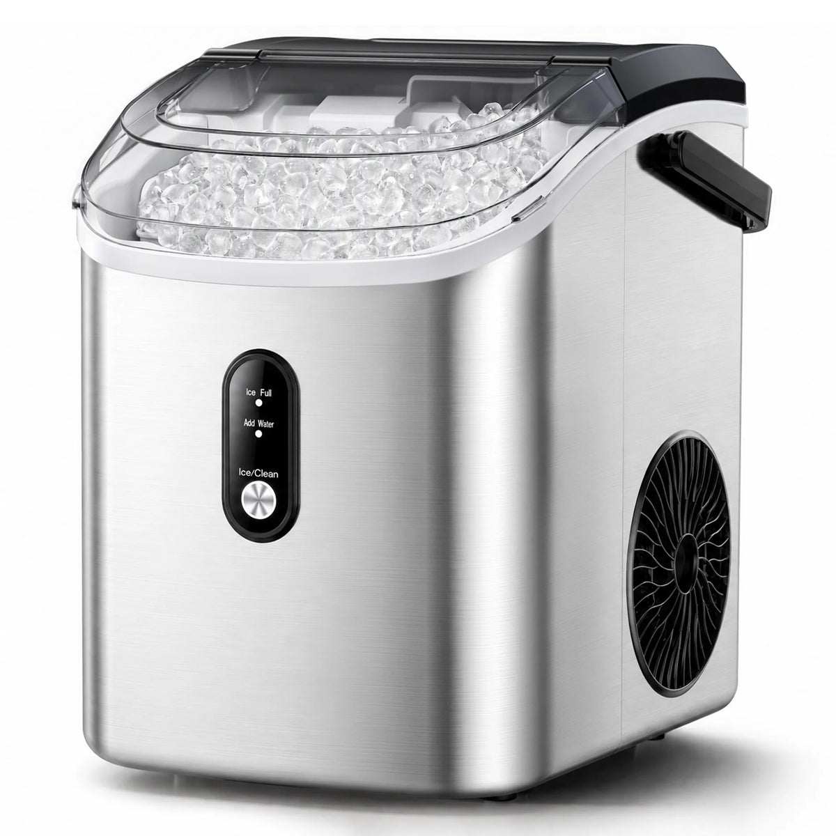 35Lbs/24H Nugget Ice Maker Countertop, Portable Ice Maker Machine with Self-Cleaning, Stainless Steel Silver