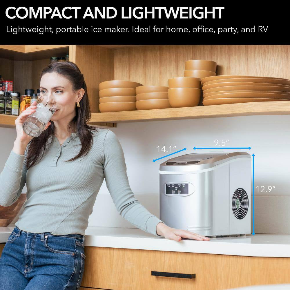9.5 In. 27 Lbs. Portable Countertop Ice Maker Bullet Ice Machine with 2.2L Reservoir and 1.5 Lb. Bin in Metallic Silver