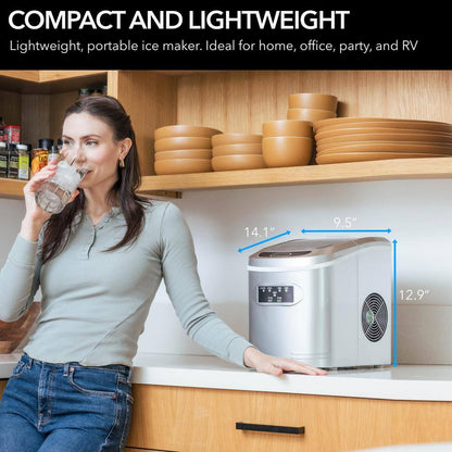 9.5 In. 27 Lbs. Portable Countertop Ice Maker Bullet Ice Machine with 2.2L Reservoir and 1.5 Lb. Bin in Metallic Silver