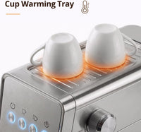 Compact Espresso Machine with Milk Frother, Espresso Machine with Milk Frother and Steamer, Stainless Steel Coffee and Espresso Machine for Latte and Cappuccino with Removable Water Tank Silver