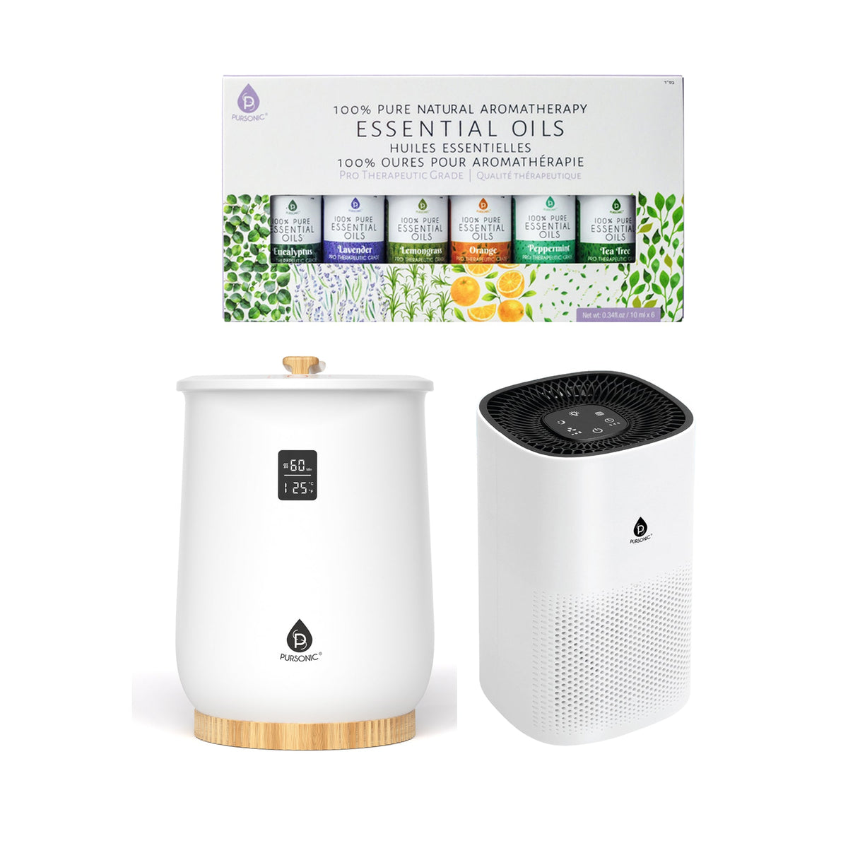 Pursonic Home Sanctuary Trio: Towel Warmer, True HEPA Air Purifier & Essential Oils
