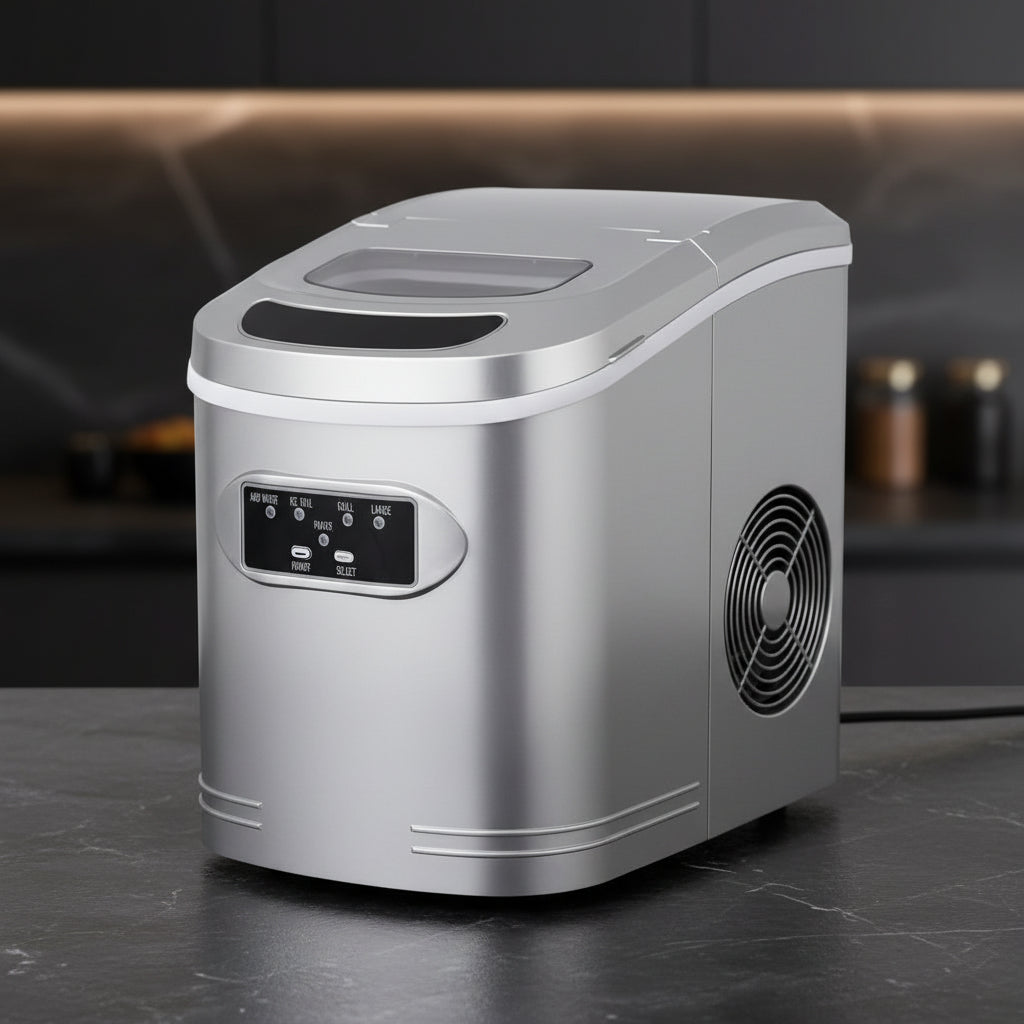 9.5 In. 27 Lbs. Portable Countertop Ice Maker Bullet Ice Machine with 2.2L Reservoir and 1.5 Lb. Bin in Metallic Silver