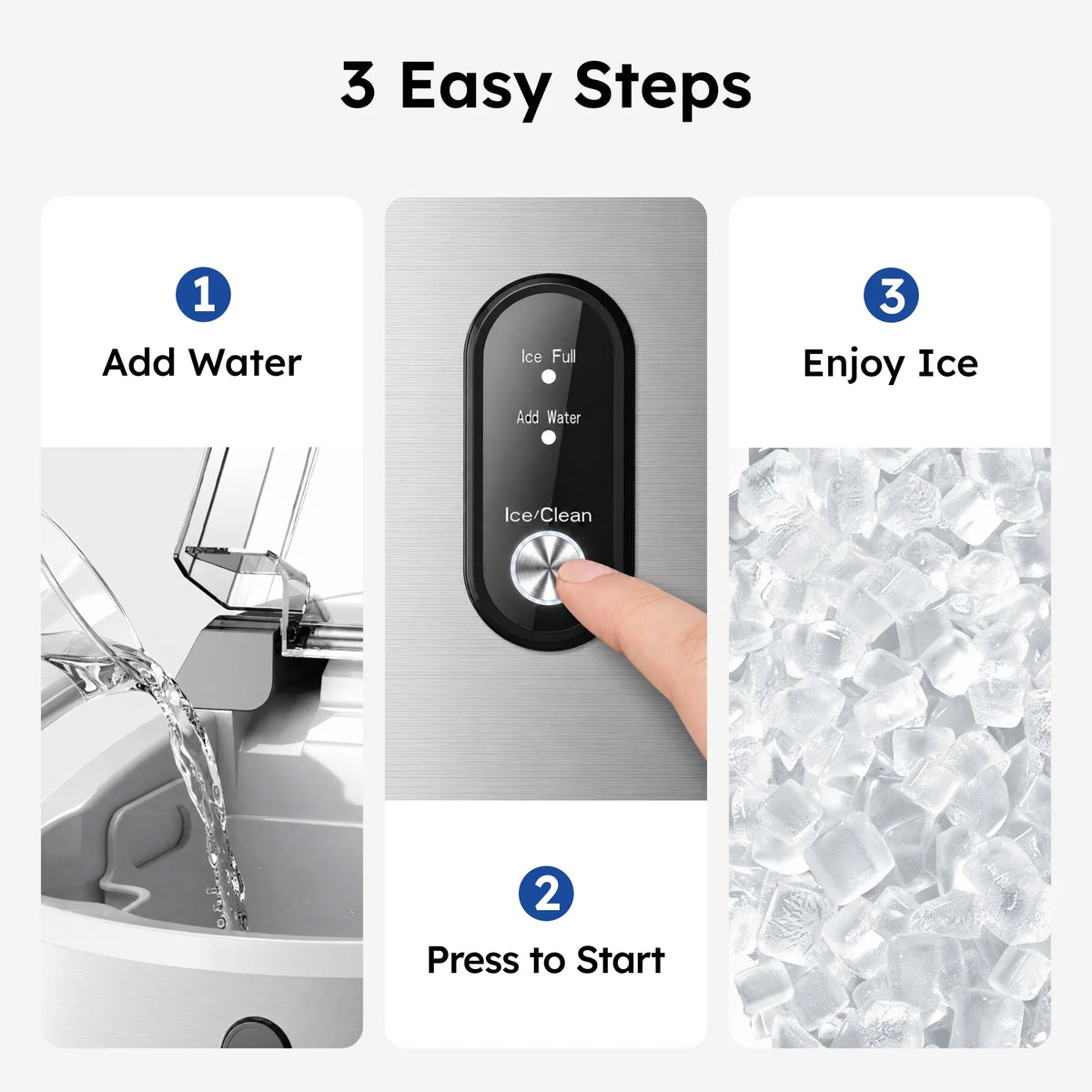 35Lbs/24H Nugget Ice Maker Countertop, Portable Ice Maker Machine with Self-Cleaning, Stainless Steel Silver