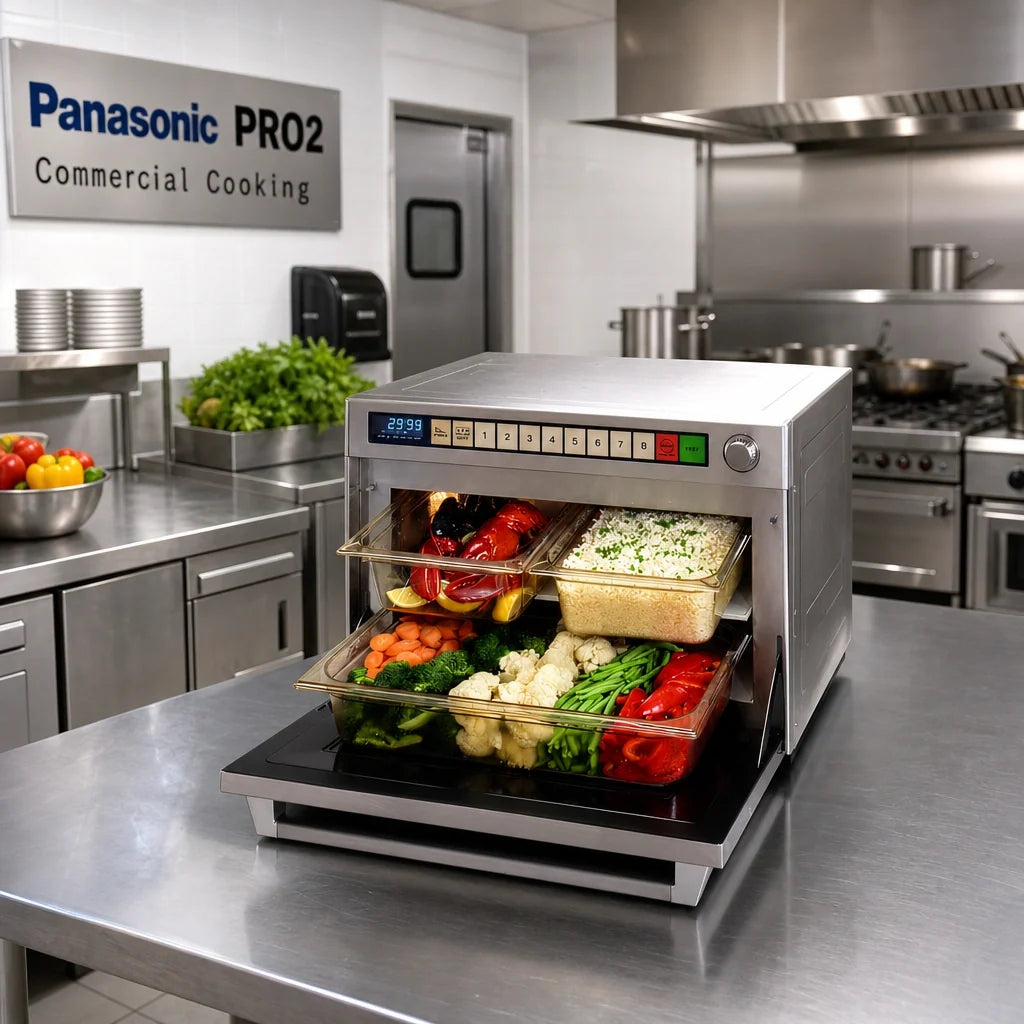Panasonic PRO2 NE-3280 Ventless Sonic Steamer Microwave Oven, 3.2 kW, 1.6 Cu. Ft., Connectionless, 5 Power Levels