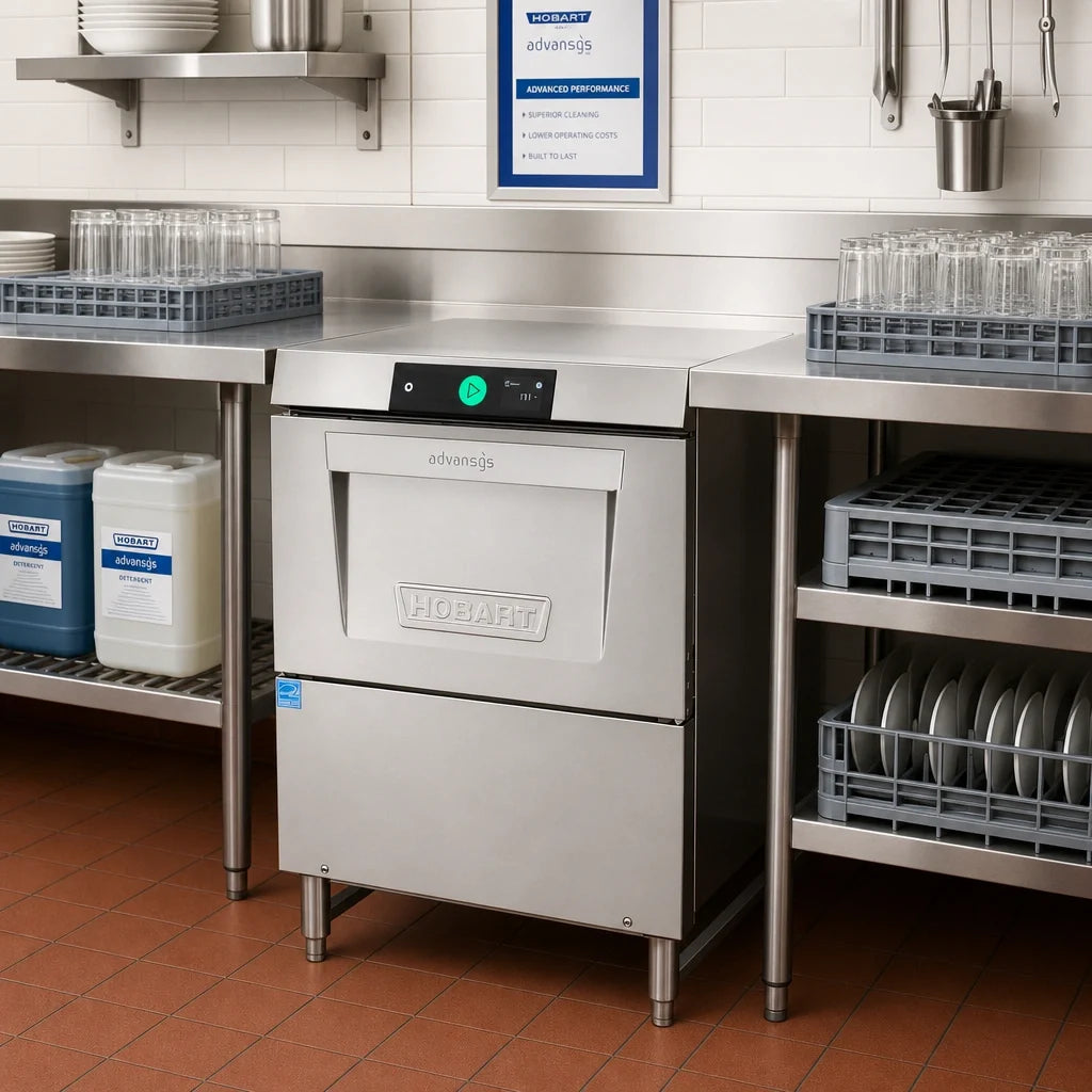 Hobart Warewash - Stationary LXGNR-2 High-Temp Undercounter Glasswasher/Dishwasher, 20 x 20 Rack, Energy Recovery, Smart Touchscreen