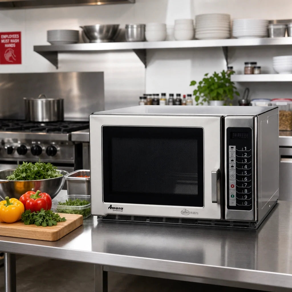 ACP Amana® Commercial RFS12TS Countertop Medium-Duty Commercial Microwave Oven, 1.2 cu. ft., 1200 Watts, 100 Programmable Settings