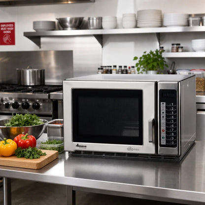 ACP Amana® Commercial RFS12TS Countertop Medium-Duty Commercial Microwave Oven, 1.2 cu. ft., 1200 Watts, 100 Programmable Settings