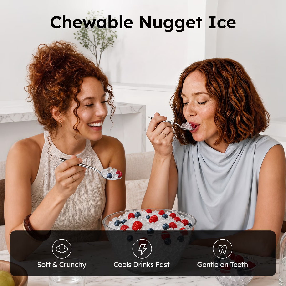 35Lbs/24H Nugget Ice Maker Countertop, Portable Ice Maker Machine with Self-Cleaning, Stainless Steel Silver