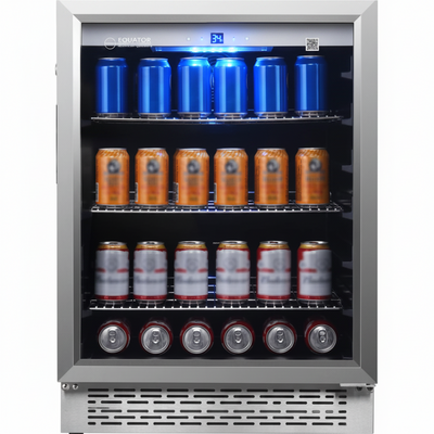 4.6 Cu Ft Outdoor/Indoor Refrigerator – Stainless Steel Beverage Cooler, 110 Can+6 Bottle Capacity, Built-In or Freestanding, IPX4 Waterproof, Frost-Free Cooling