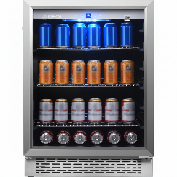 4.6 Cu Ft Outdoor/Indoor Refrigerator – Stainless Steel Beverage Cooler, 110 Can+6 Bottle Capacity, Built-In or Freestanding, IPX4 Waterproof, Frost-Free Cooling