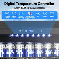 Beverage Refrigerator 24In 200Can 5.2Cu.Ft Glass Door Lock LED Home Kitchen