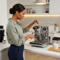 Espresso Machine Engineered for Commercial Performance, E61 Group Head, Heat Exchanger Boiler, Milan Built — Lifestyle